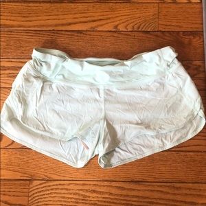 Lululemon seafoam green Run Times shorts